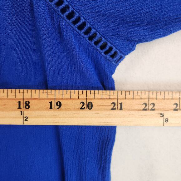 INC International Concepts Women’s Peasant Blouse XL Blue Relaxed Fit EUC - Picture 12 of 14